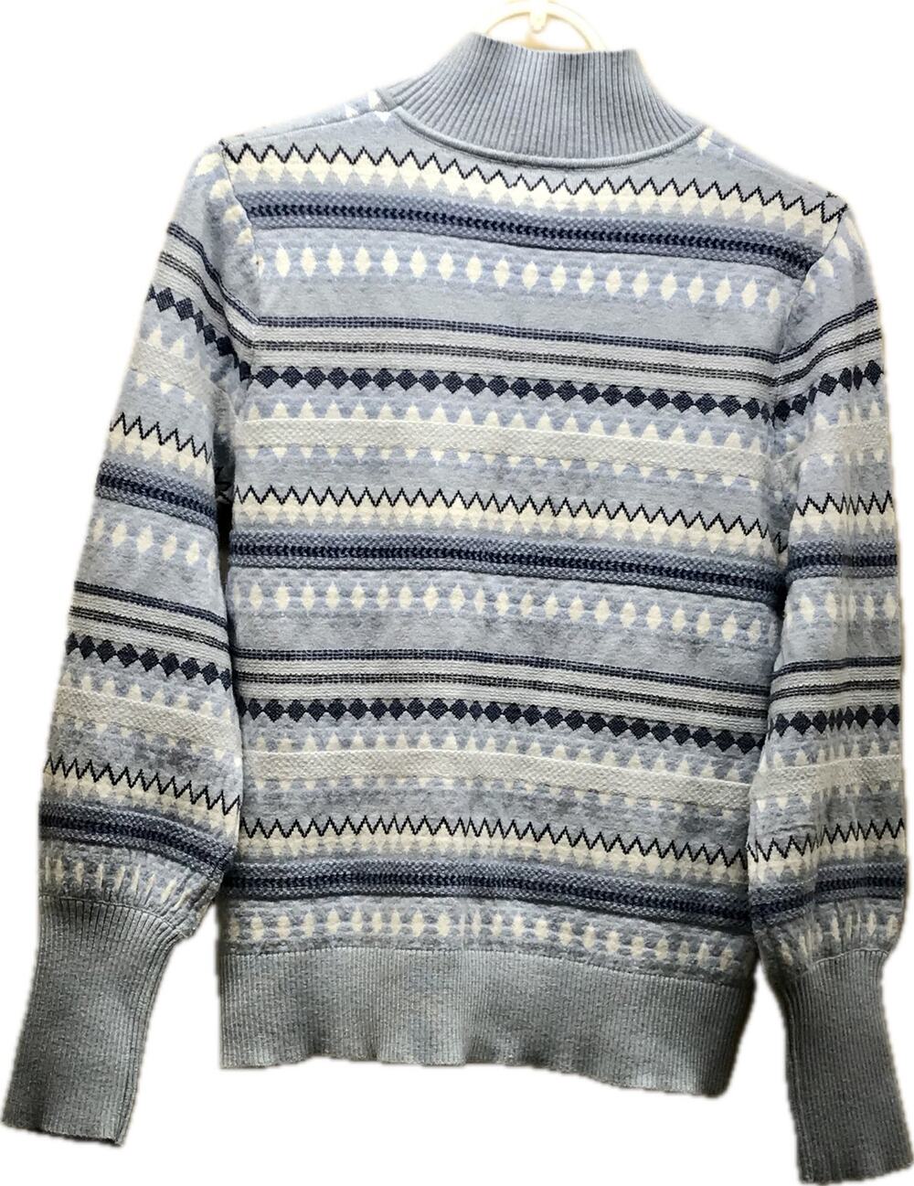 Aspen Fair Isle Funnel Neck Ribbed Blue Winter Holiday Sweater Women M